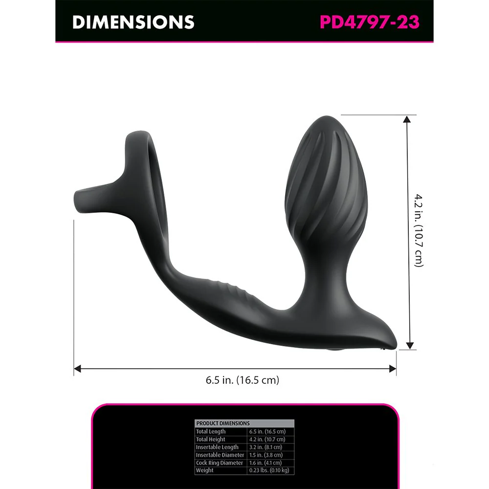Anal Fantasy Elite Ass Gasm Gyro Milk Pro Cock Ring with Plug by Pipedreams - Image 2