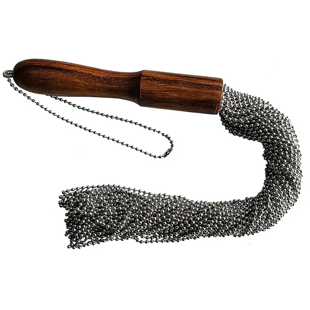 Beaded Metal Flogger with Wooden Handle by Rouge
