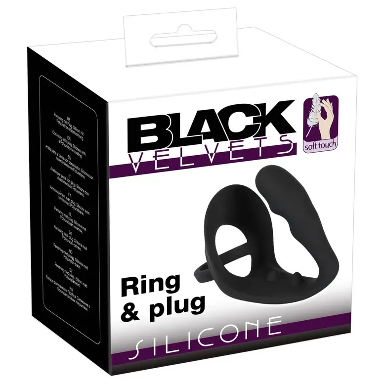 Black Velvets Cock Ring With Anal Plug by Orion