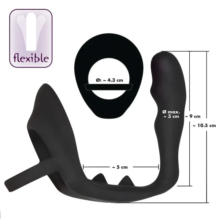 Black Velvets Cock Ring With Anal Plug by Orion - Image 2