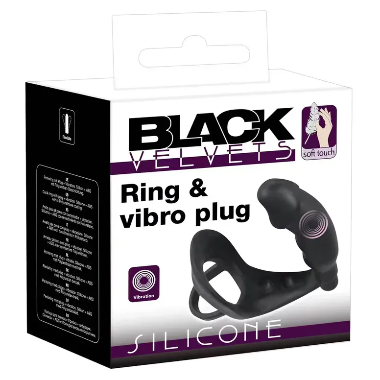 Black Velvets Cock Ring With Anal Plug by Orion
