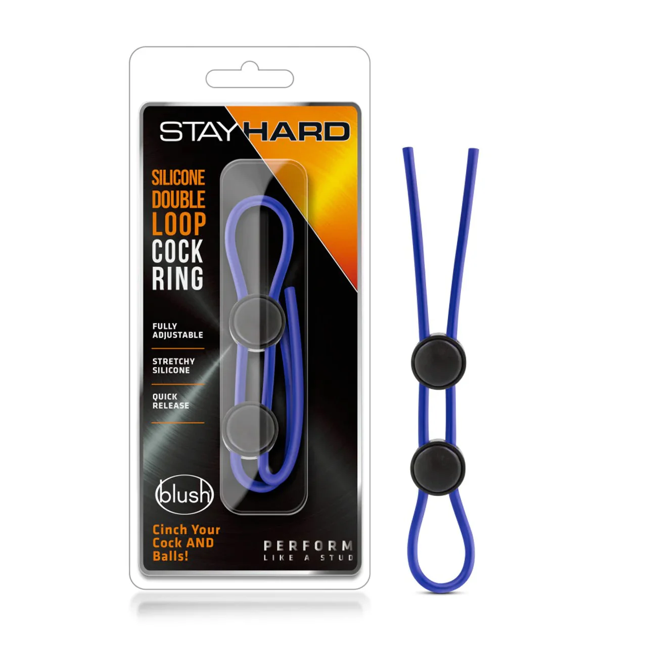 Stay Hard Silicone Double Loop Cock Ring by Blush - Image 3