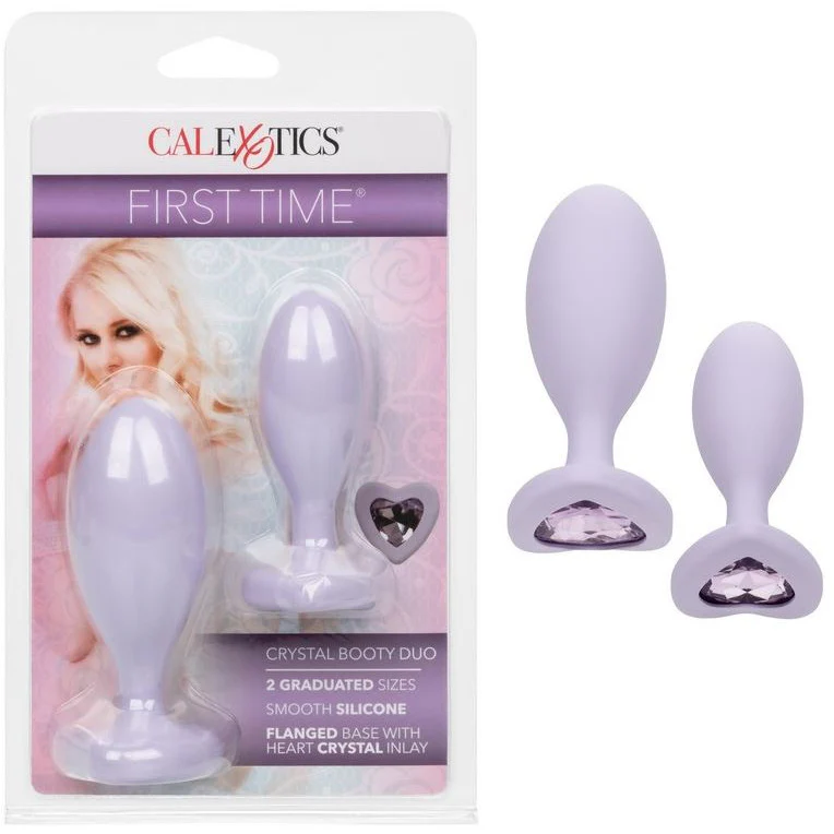 First Time™ Crystal Heart Booty Duo Anal Plugs 2pk by Cal Exotics - Image 2