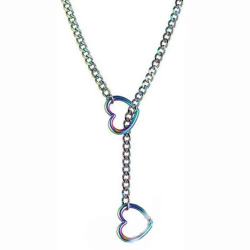 Deluxe Fetish Slip Chain Heart Hollow Collar by Ledom