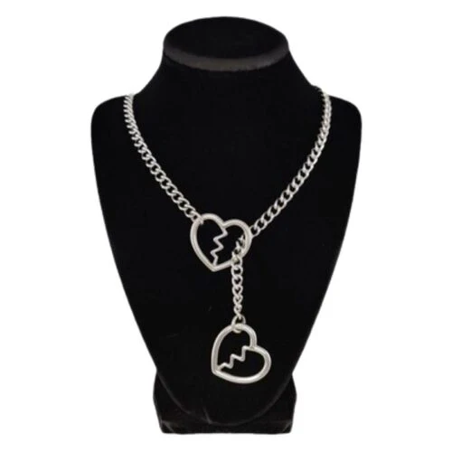 Deluxe Fetish Slip Chain Heart Thunderbolt Collar by Ledom
