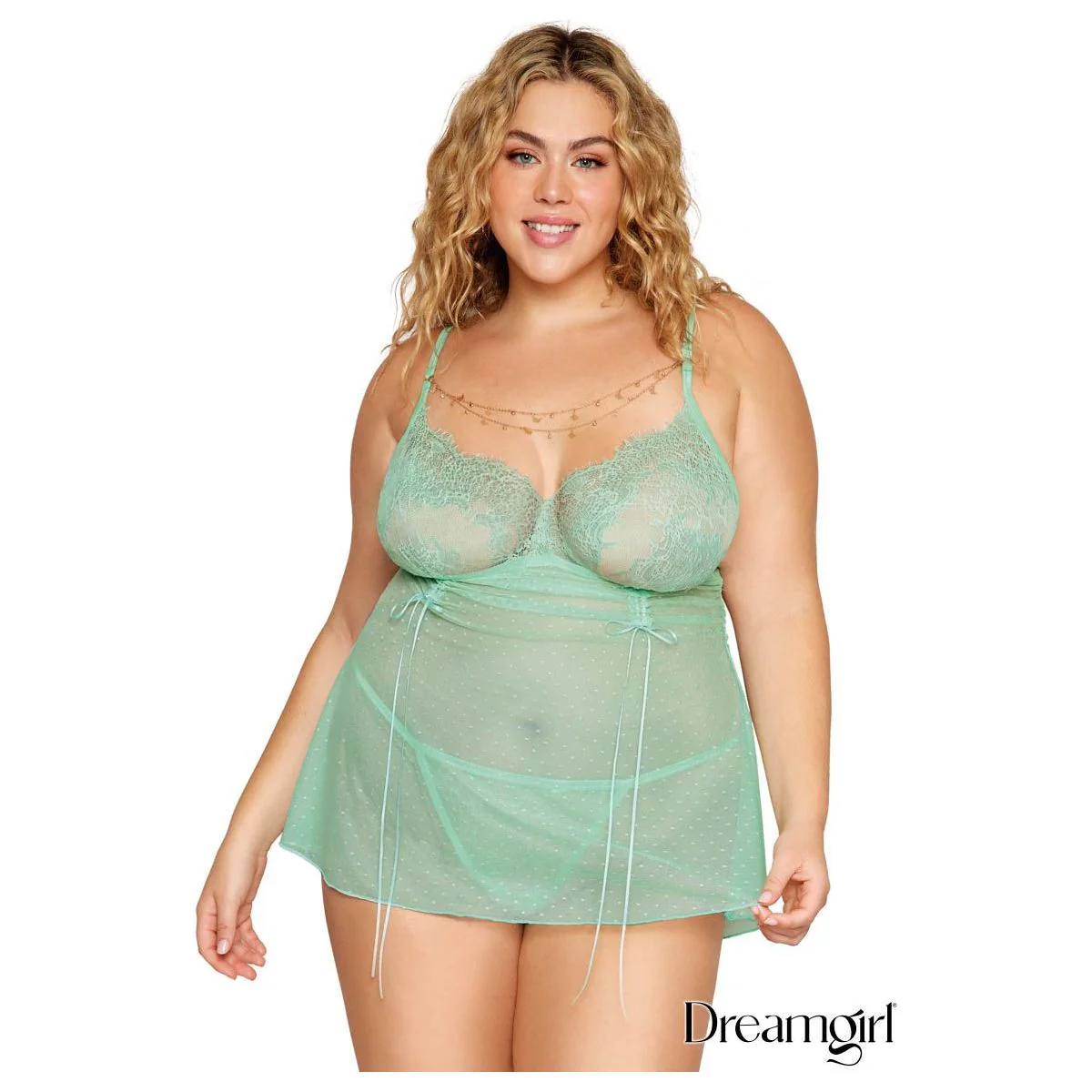 Dot Mesh Babydoll by Dreamgirl