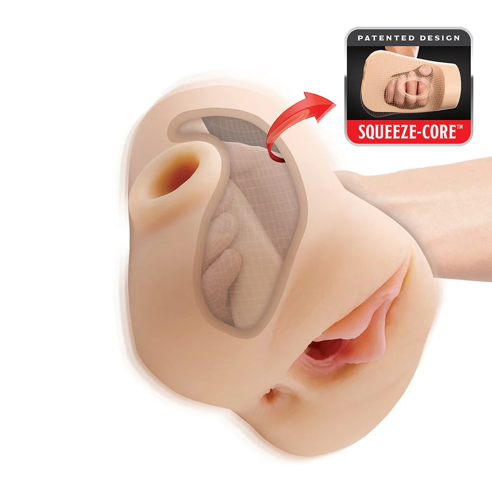 PDX Plus Double Pounder Vibrating Squeeze Stroker by Pipedreams - Image 3