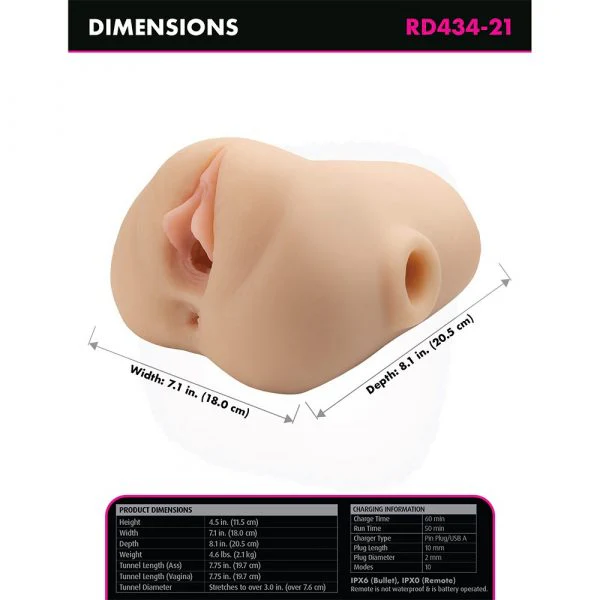 PDX Plus Double Pounder Vibrating Squeeze Stroker by Pipedreams - Image 5