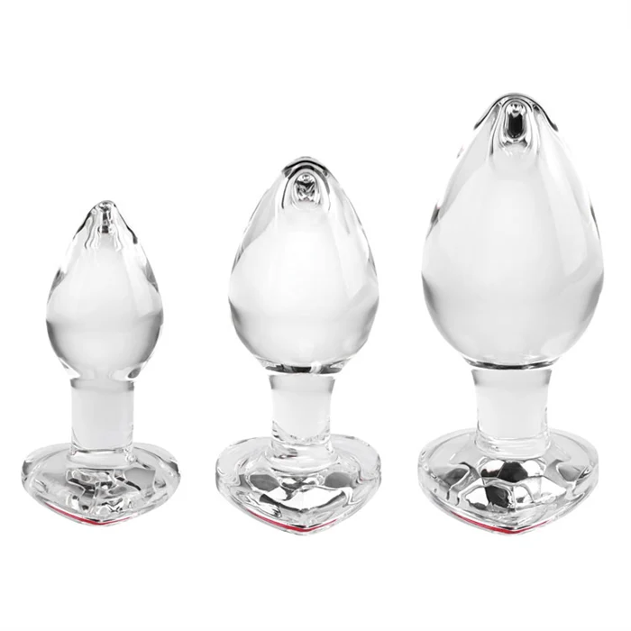 Red Heart Gem Glass Plug Set 3pk by Adam & Eve - Image 2
