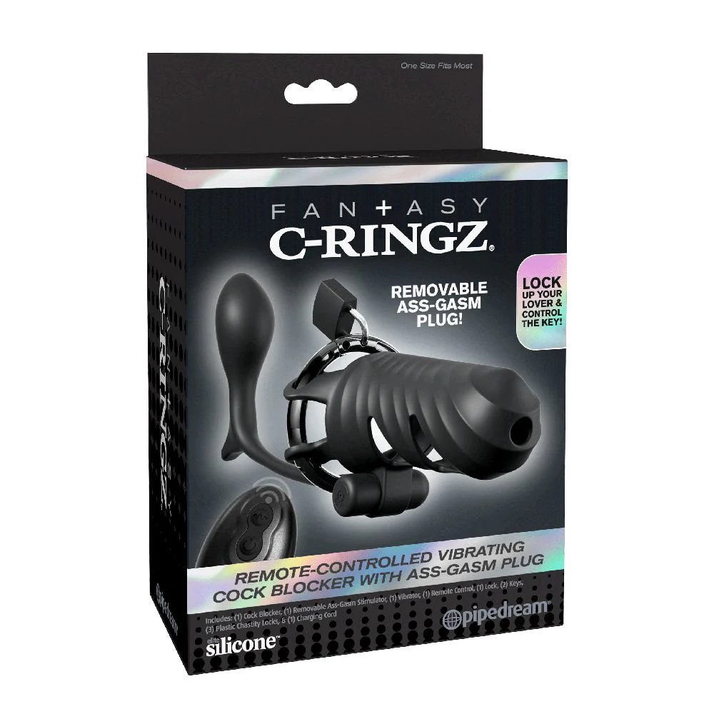 Fantasy C-Rings Vibrating Cock Blocker with Ass-Gasm Plug by Pipedream Products