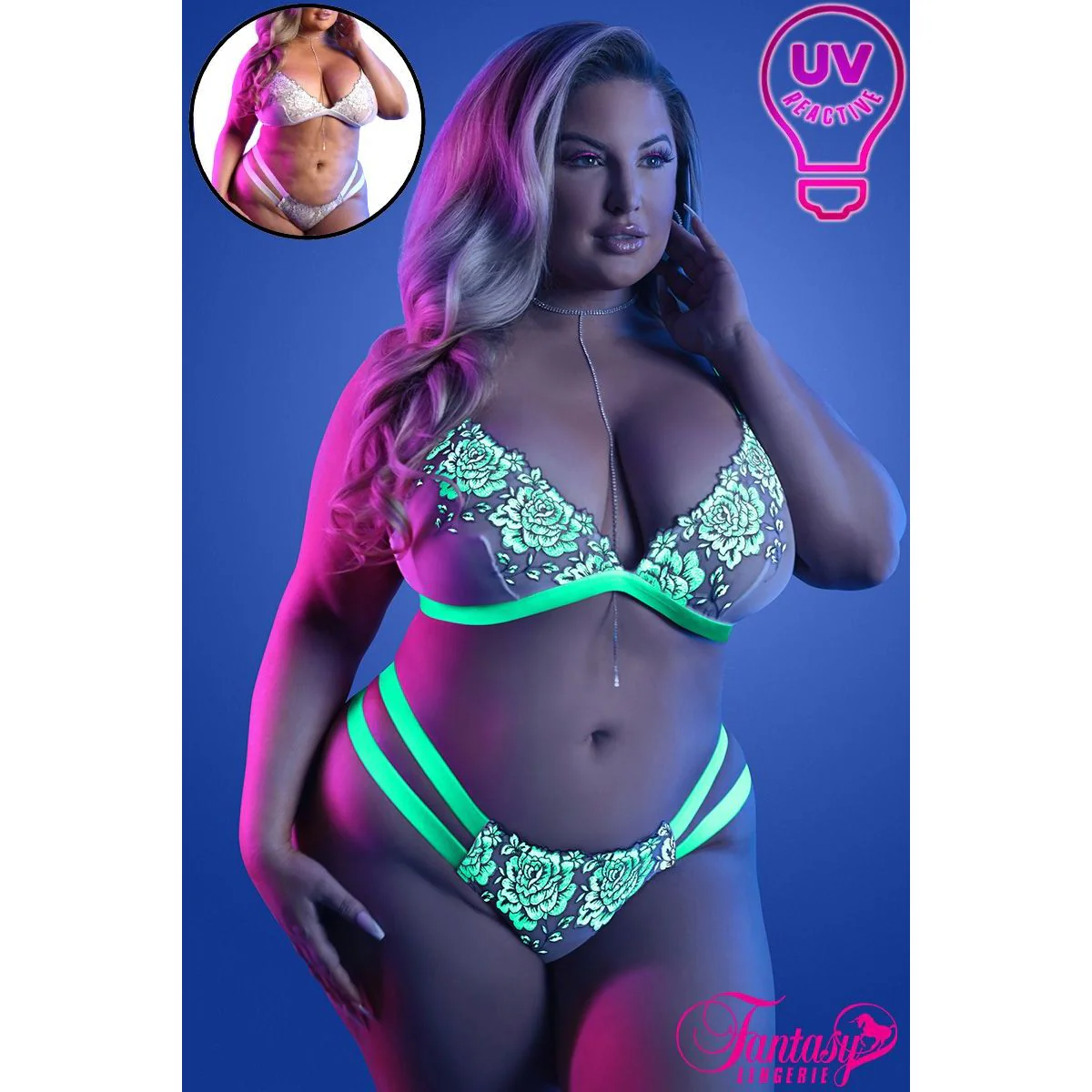 Glow Lace Bra and Panty Set by Fantasy Lingerie - Image 3