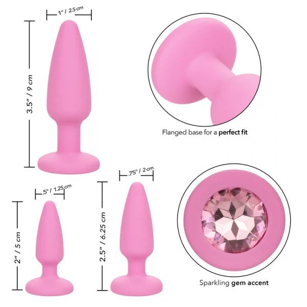 First Time® Crystal Booty Anal Plug Kit 3pk by Cal Exotics - Image 2