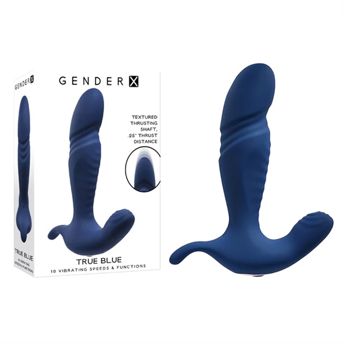 True Blue Thrusting Vibrating Anal Plug 5.34" by Gender X