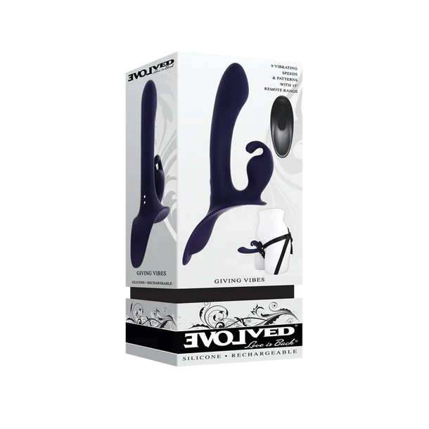 Giving Vibes Remote Control Strap On With Harness by Evolved