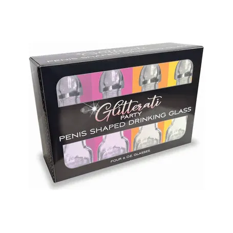 Glitterati Penis Drinking Glasses 4pk by Little Genie