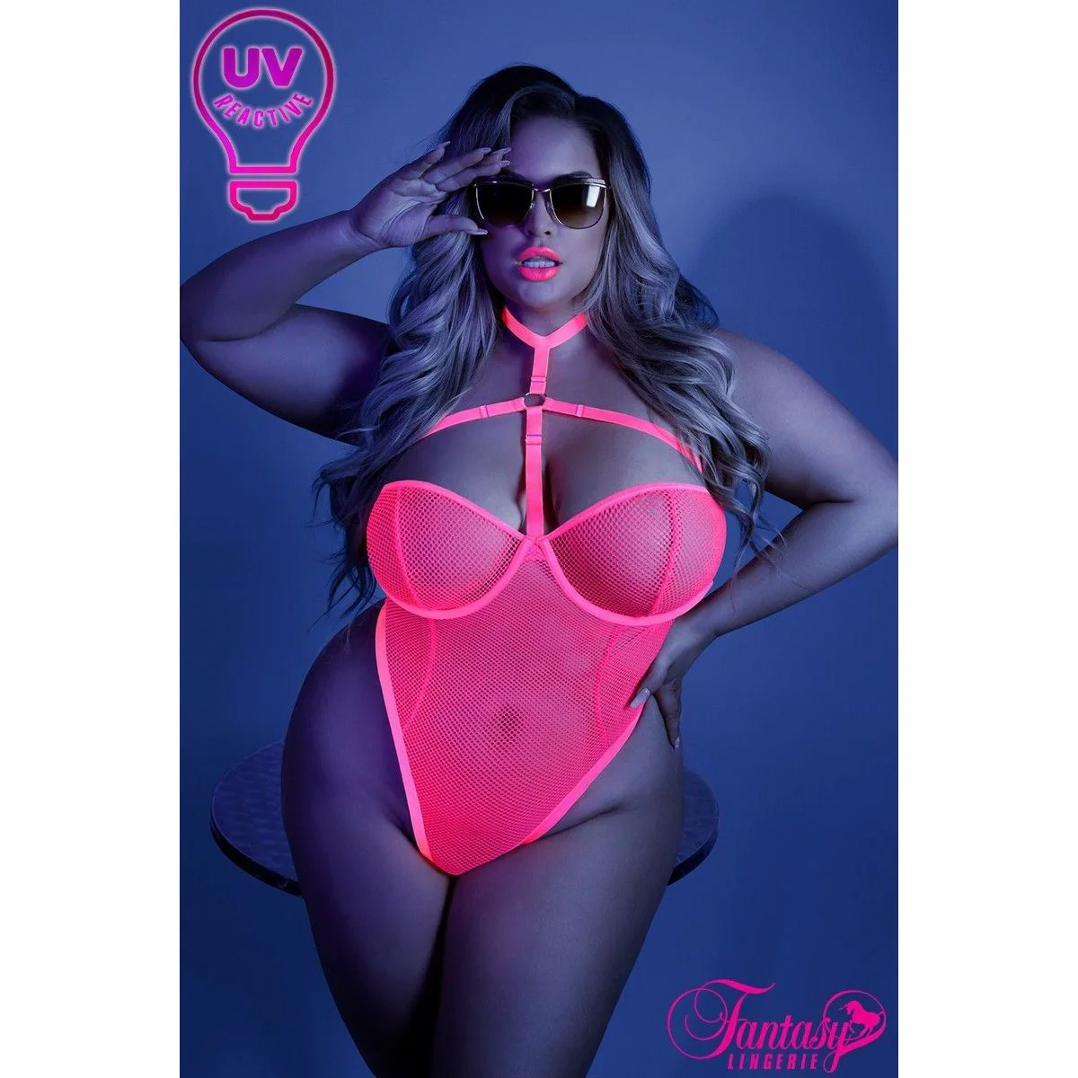 Glow Fishnet Teddy by Fantasy Lingerie - Image 3