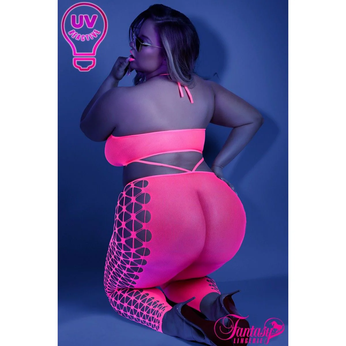 Glow Fishnet Honeycomb Bodystocking by Fantasy Lingerie - Image 2