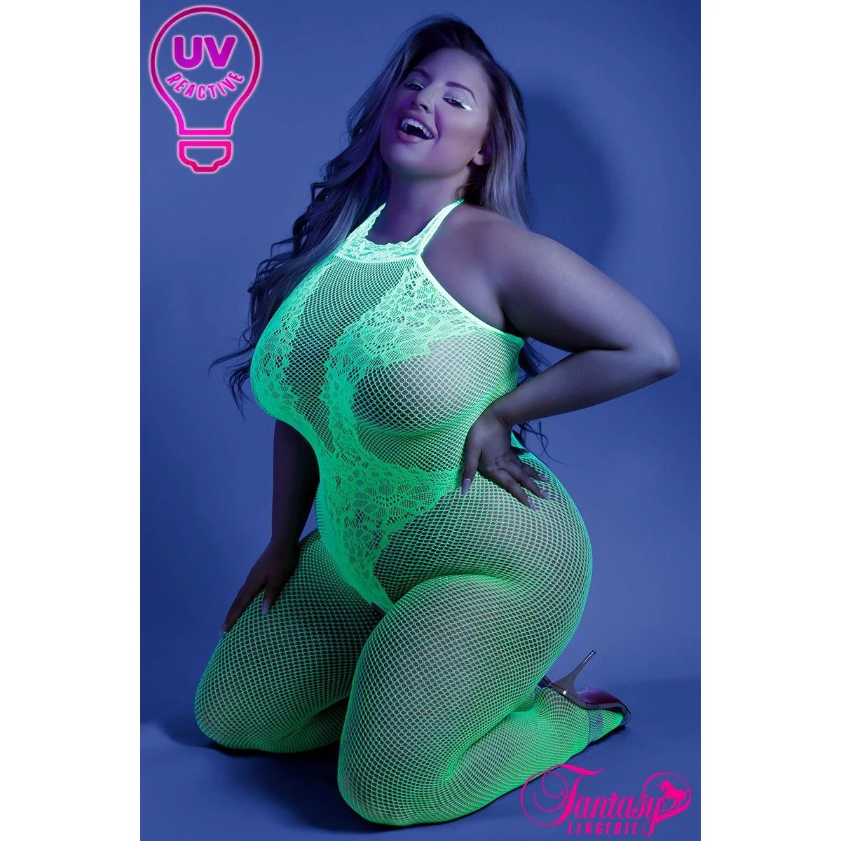 Glow Fishnet Lace Design Bodystocking by Fantasy Lingerie - Image 3