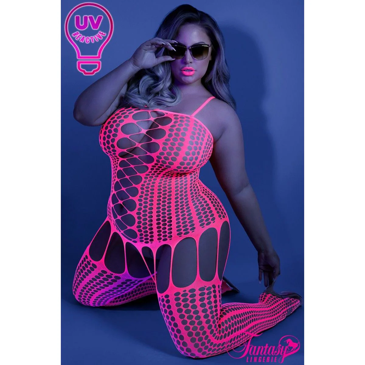 Glow Honeycomb Fishnet Bodystocking by Fantasy Lingerie - Image 3