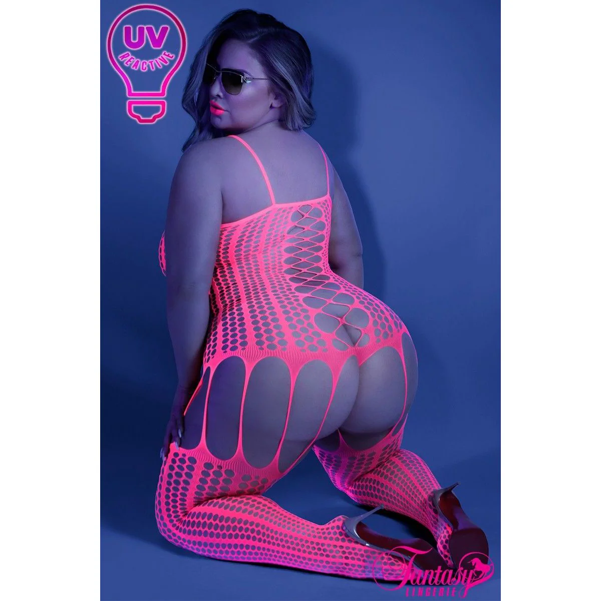 Glow Honeycomb Fishnet Bodystocking by Fantasy Lingerie - Image 4
