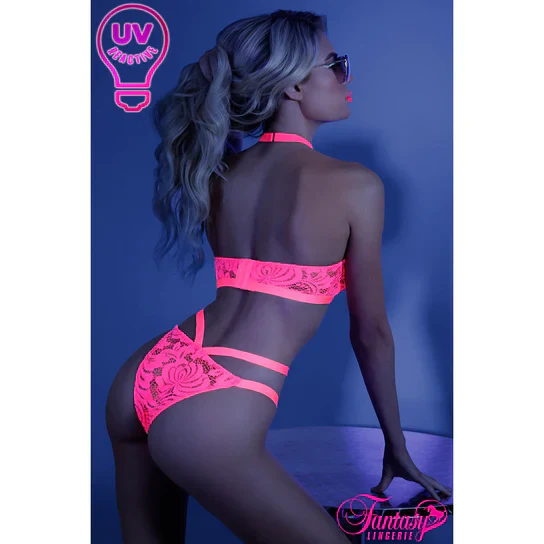 Glow Lace Cage Bra & Panty by Fantasy Lingerie - Image 2