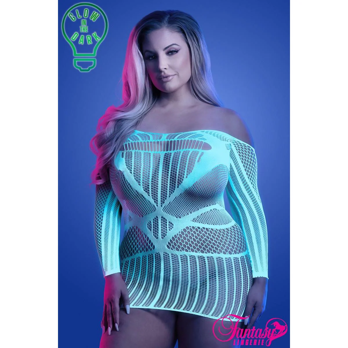 Glow Long Sleeve UV Dress by Fantasy Lingerie - Image 3