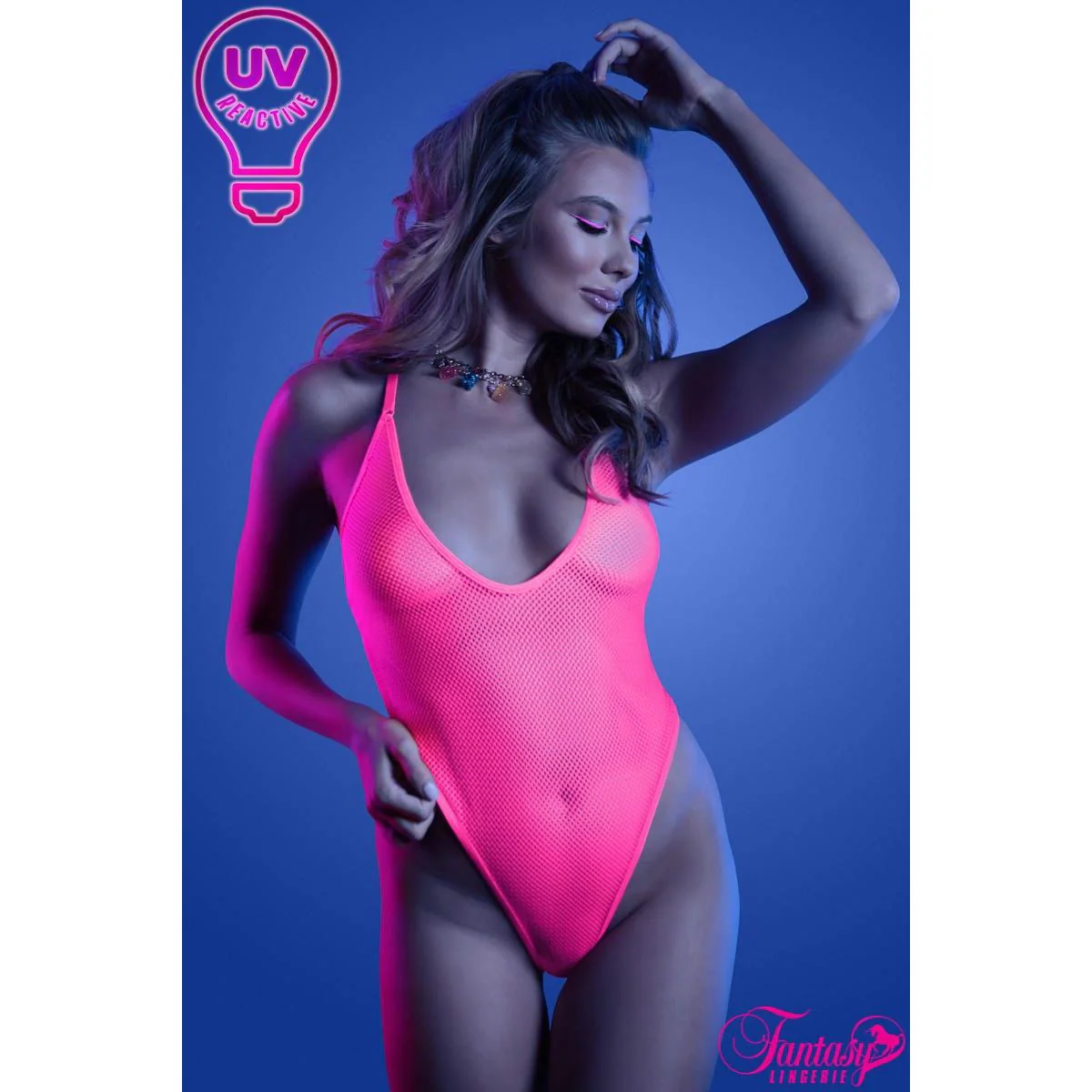 Glow UV Reactive Fishnet Teddy by Fantasy Lingerie