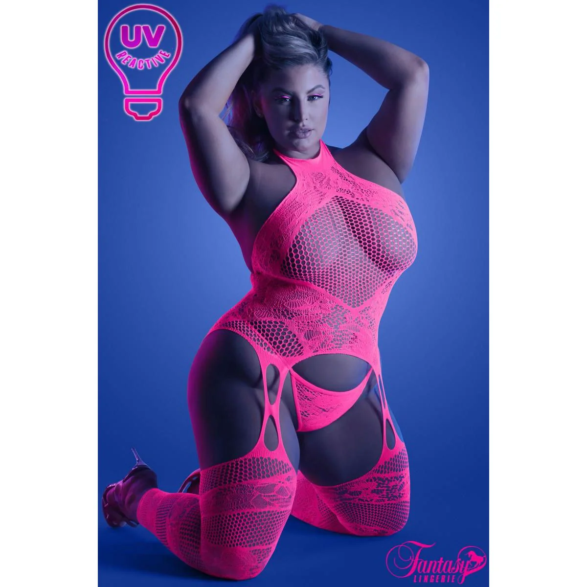 Glow UV Reactive Lace Bodystocking by Fantasy Lingerie - Image 3