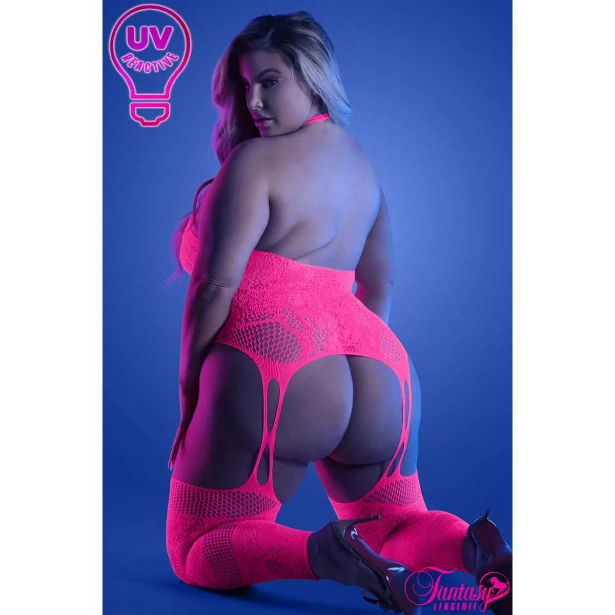 Glow UV Reactive Lace Bodystocking by Fantasy Lingerie - Image 4