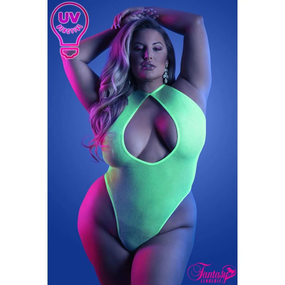 Glow UV Reactive Mesh Teddy by Fantasy Lingerie - Image 3