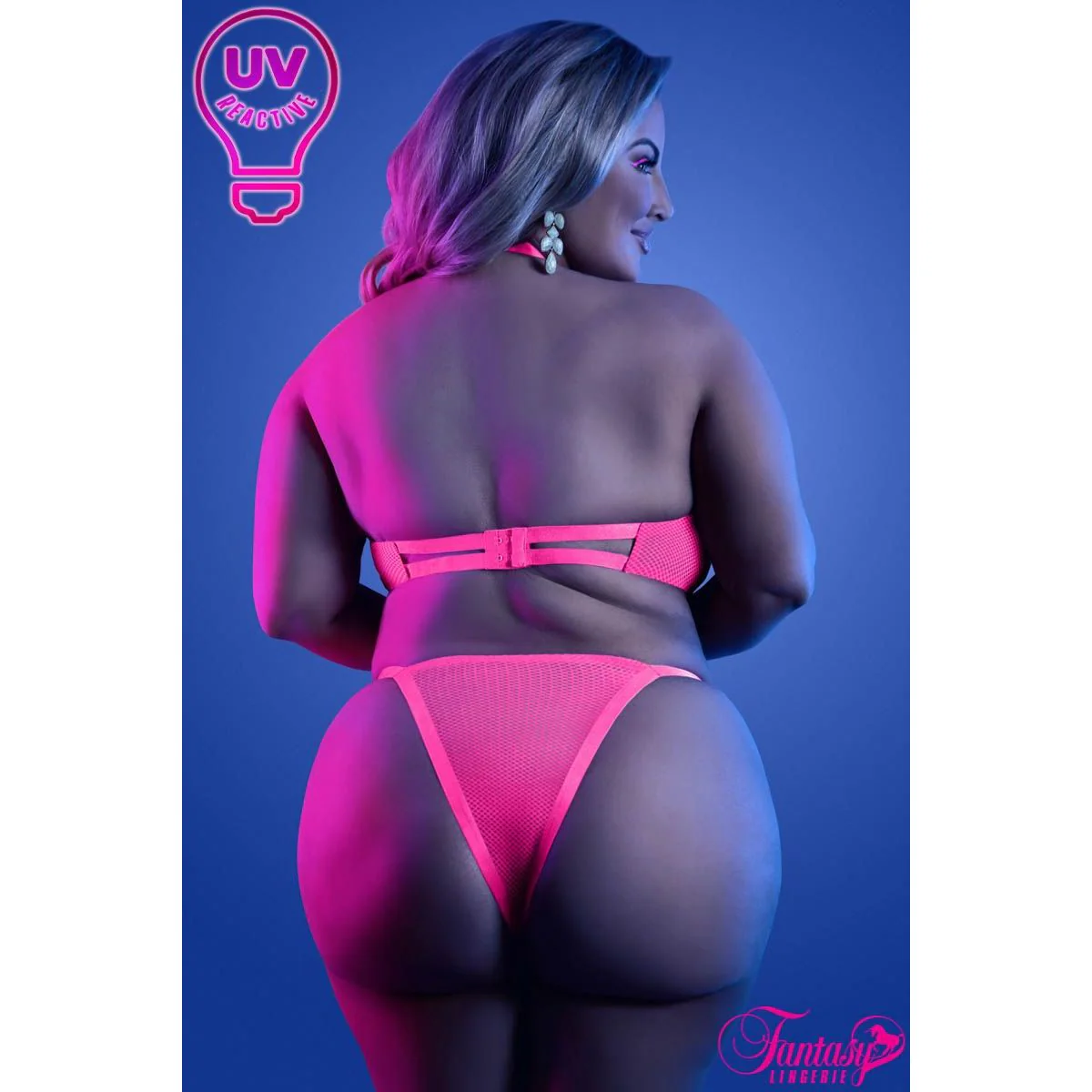 Glow UV Reactive Mesh Top & Panty by Fantasy Lingerie - Image 4