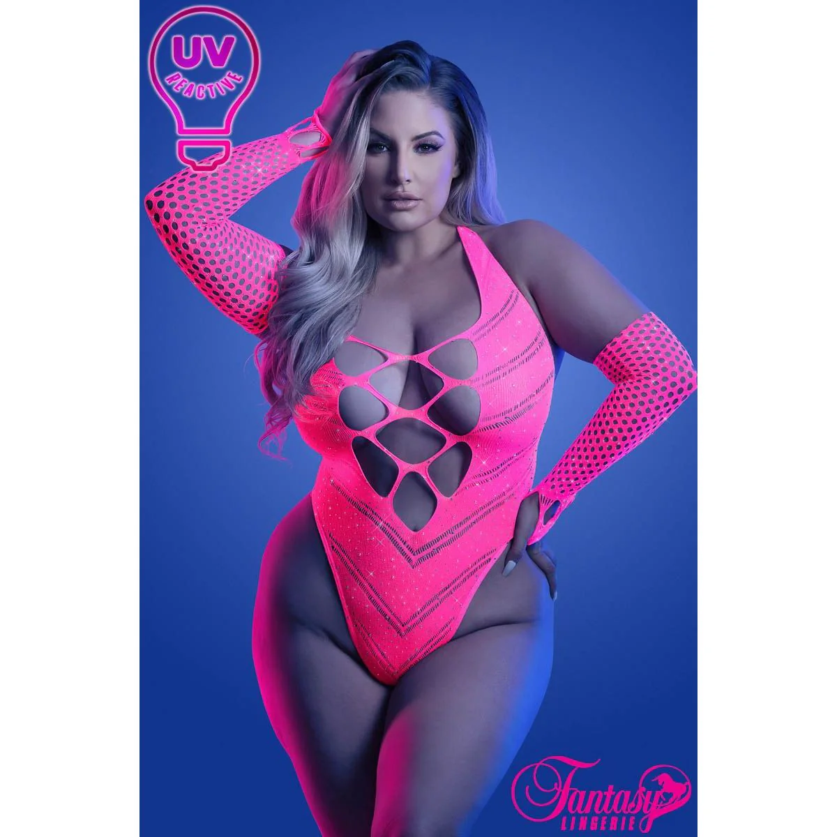 Glow UV Rhinestone Teddy by Fantasy Lingerie - Image 3