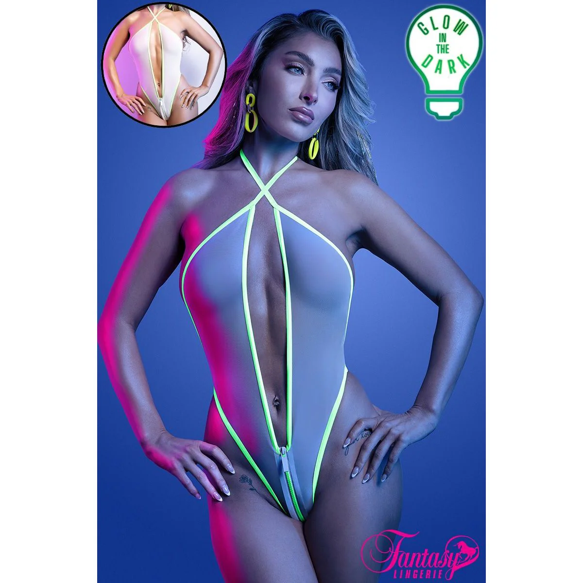 Glow Zipper Teddy by Fantasy Lingerie