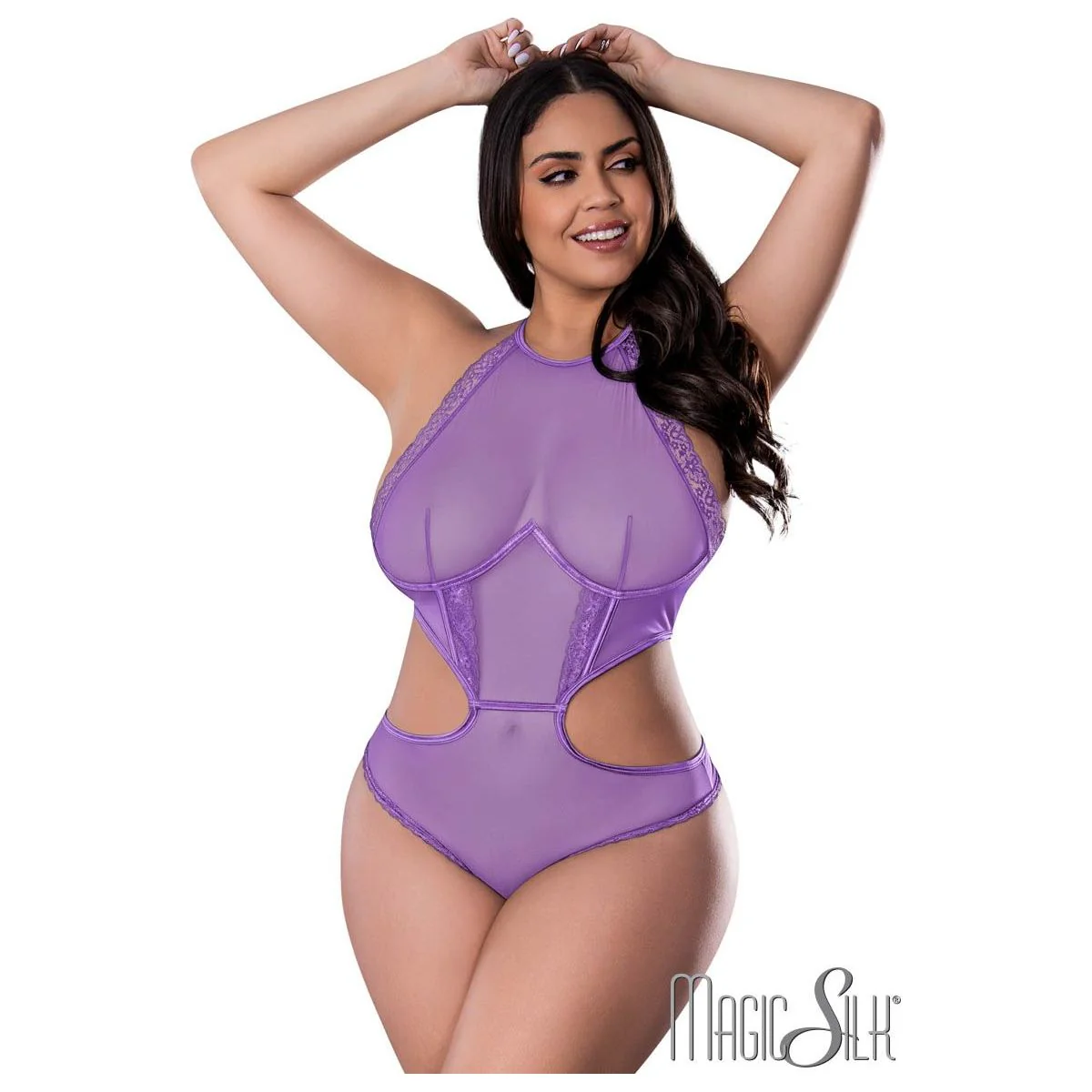 Exposed Halter Mesh Teddy by Magic Silk - Image 4