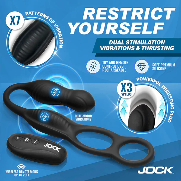 Jock enhancers Hyper Thrusting & Vibrating Cock Ring With Anal Plug by XR - Image 2
