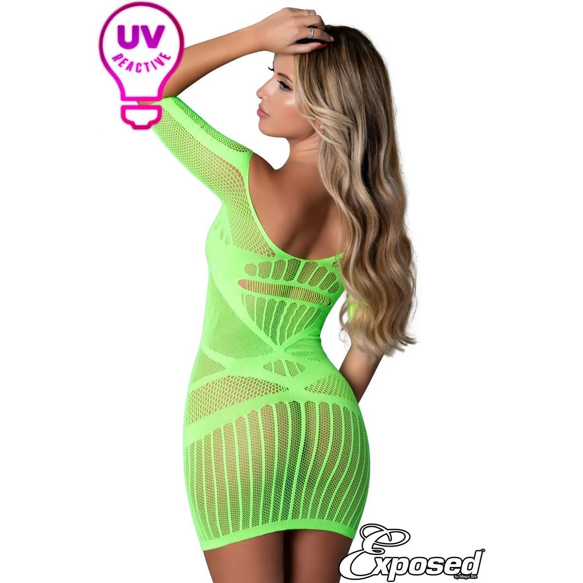 Long Sleeve Mini Net Dress Chemise by Magic Silk - Image 2