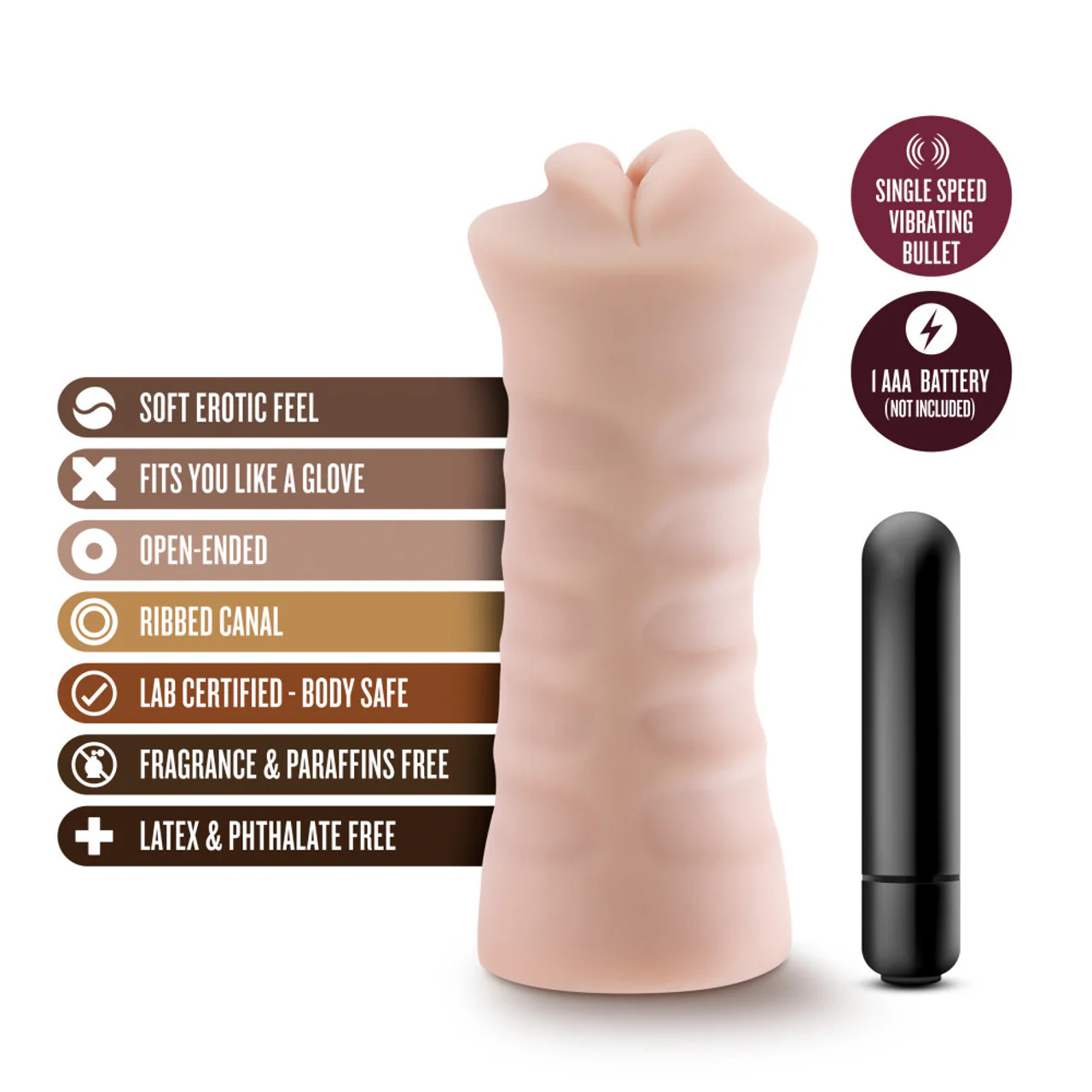 M for Men Skye Vibrating Masturbator by Blush Novelties - Image 3