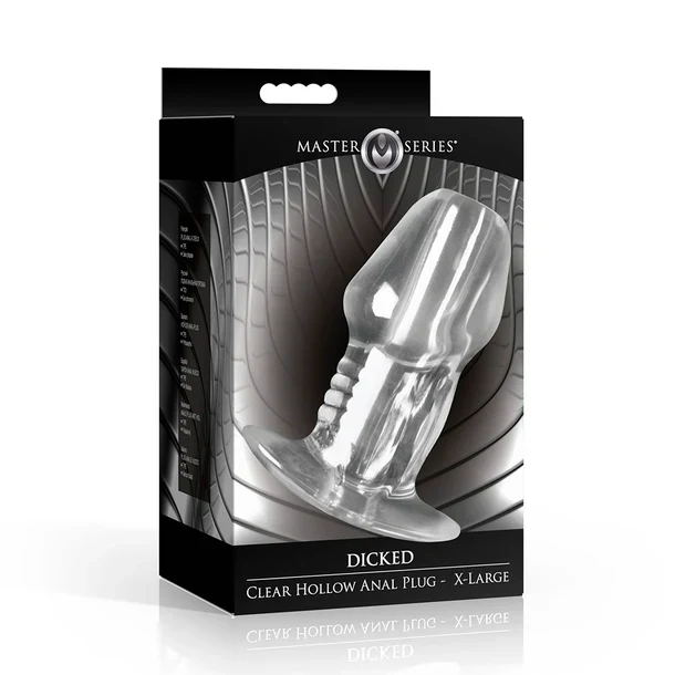 Master Series Dicked Clear Hollow Anal Plug XL Plug by XR - Image 2