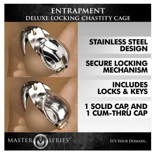 Master Series Entrapment Deluxe Locking Chastity Cage by XR - Image 3