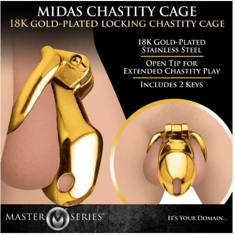 Master Series Midas 18K Gold Penis Chastity Cage by XR - Image 3