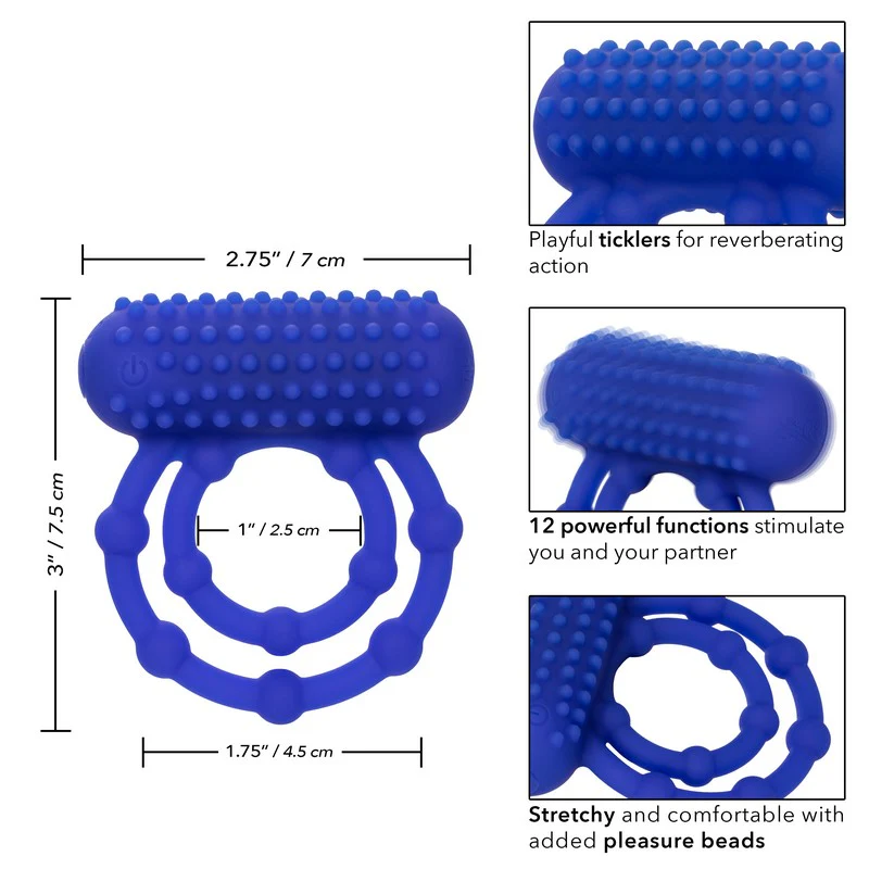 Maximus 10 Beaded Vibrating Cock Ring by Cal Exotics - Image 2