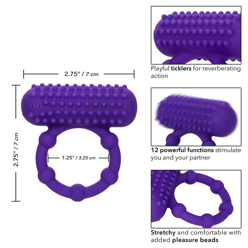 Silicone Rechargeable Maximus 5 Beaded Vibrating Cock Ring by Cal Exotics - Image 3