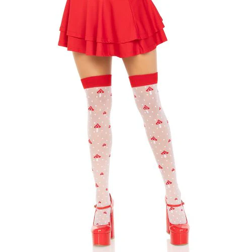 Mushroom Polka Dot Stockings by Leg Avenue