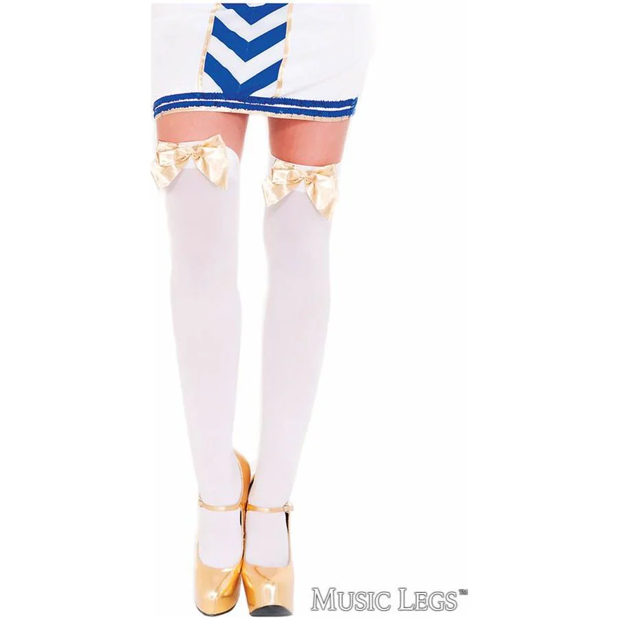Satin Bow Thigh High Stockings by Music Legs - Image 10