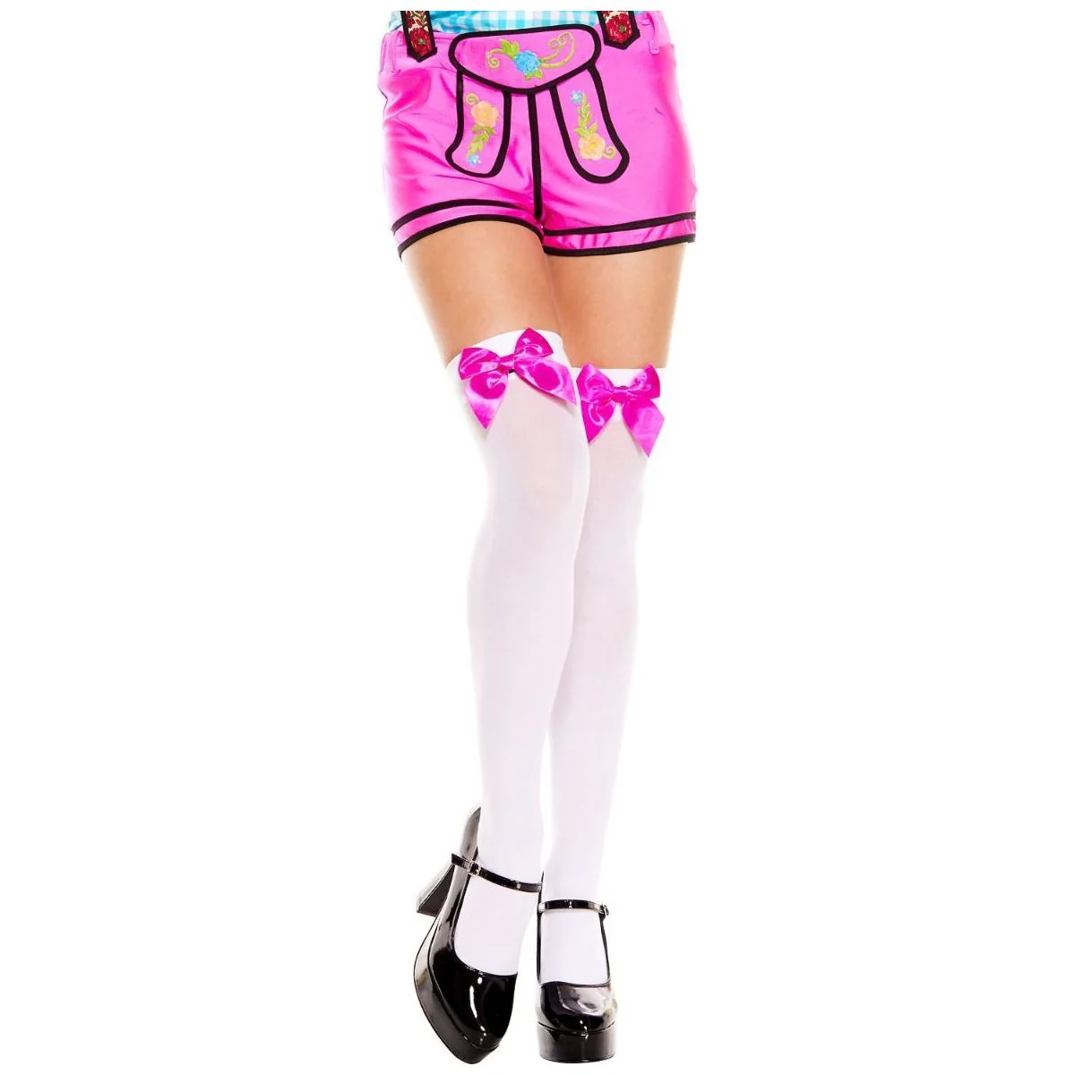 Satin Bow Thigh High Stockings by Music Legs - Image 11