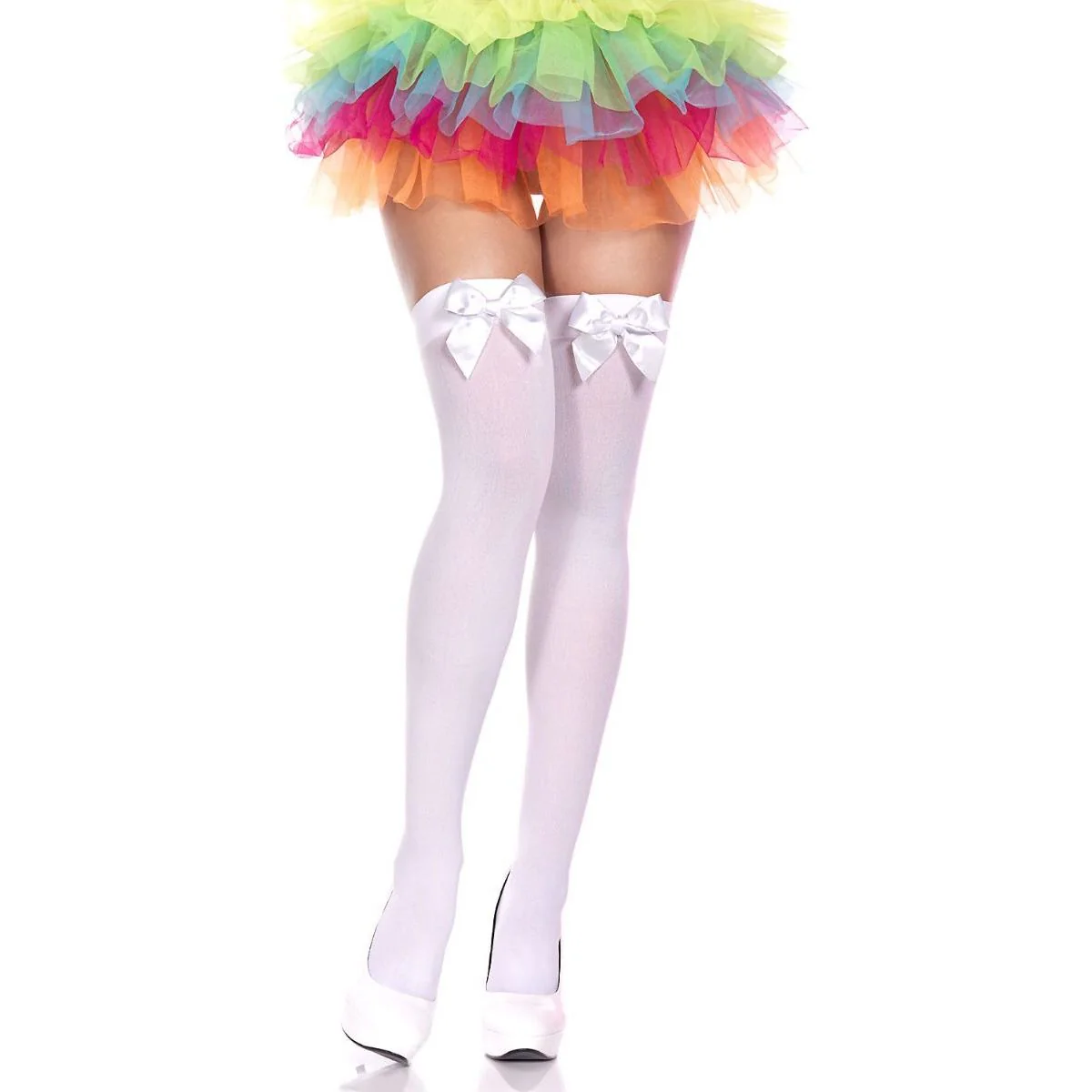 Satin Bow Thigh High Stockings by Music Legs - Image 7
