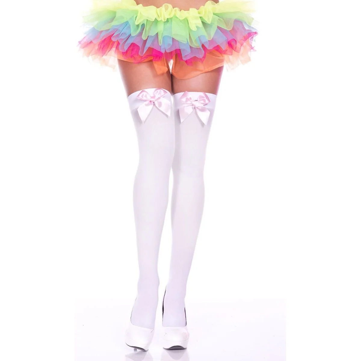 Satin Bow Thigh High Stockings by Music Legs - Image 8
