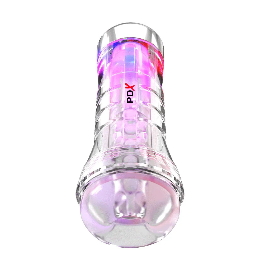 PDX Elite View Tube XXL See-Thru Stroker with Led Light by Pipedreams - Image 2