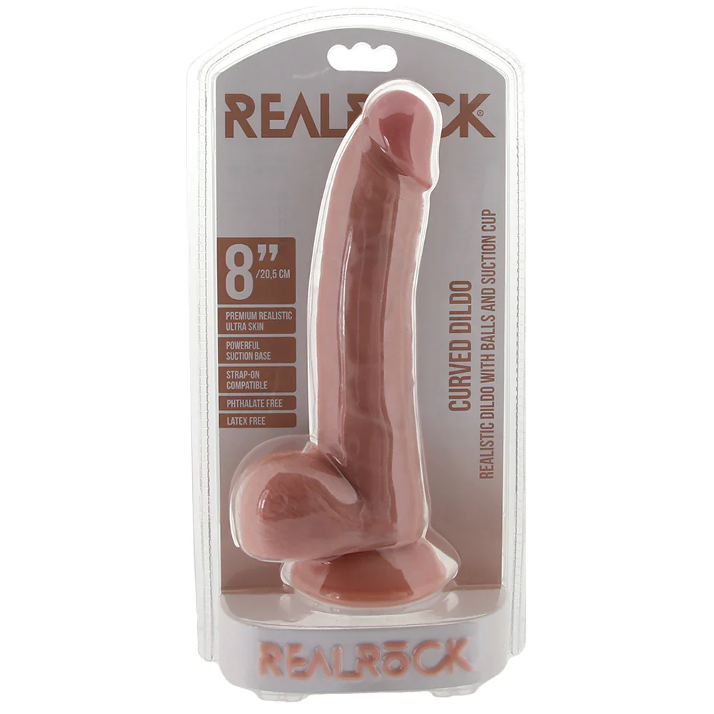 Realrock Realistic Curved Dildo 8" by Shots