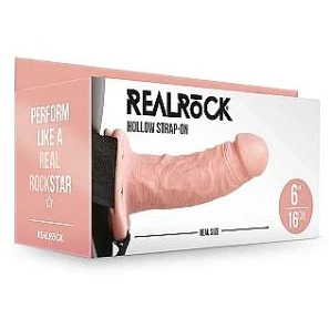 Realrock Hollow Realistic Strap On Dildo 6" by Shots